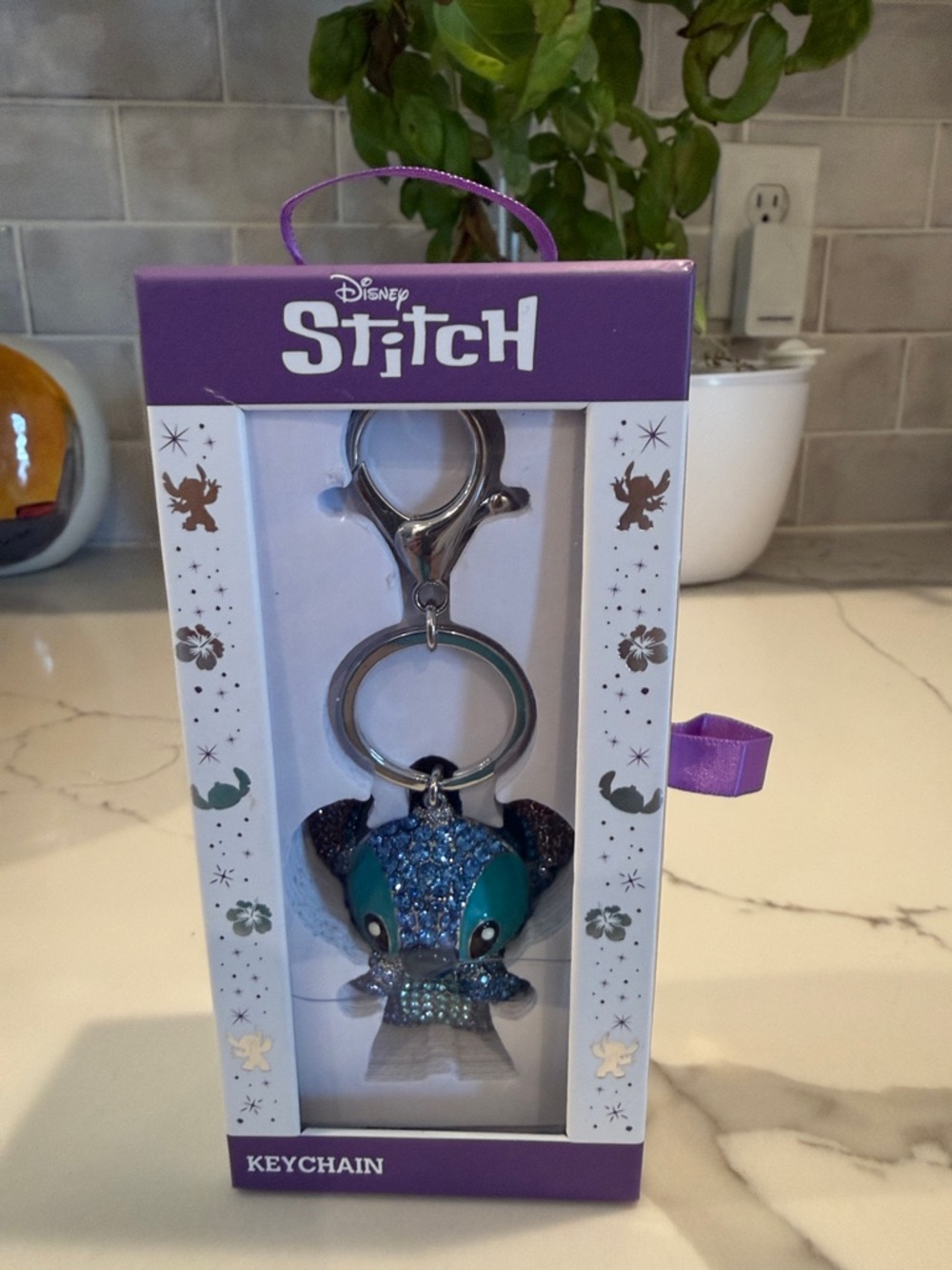 Disney Stitch Rhinestone Keychain - Blue Teal Silver